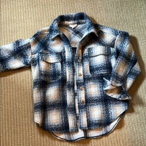 Blue and White Plaid oversized Shirt jacket